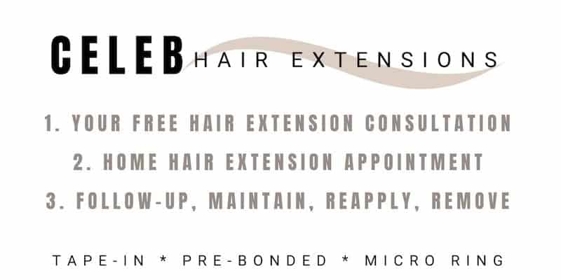service list for celeb hair extensions surrey and south west london